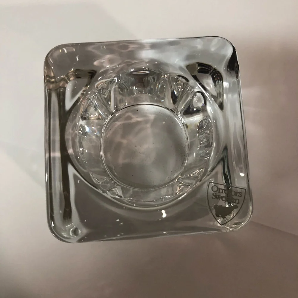 Orrefors Sweden Crystal Square Candleholder Votive